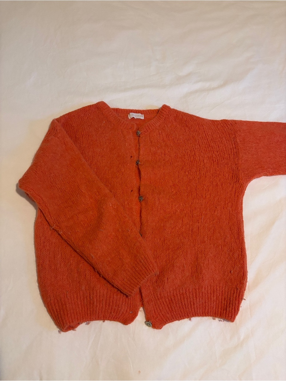 women’s orange knit sweater/ cardigan